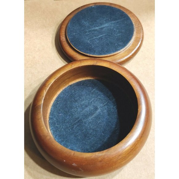 Vtg Brazilian Natural Agate Blue Dyed Inlaid on Lid Carved Wooden Trinket Box - Picture 7 of 9